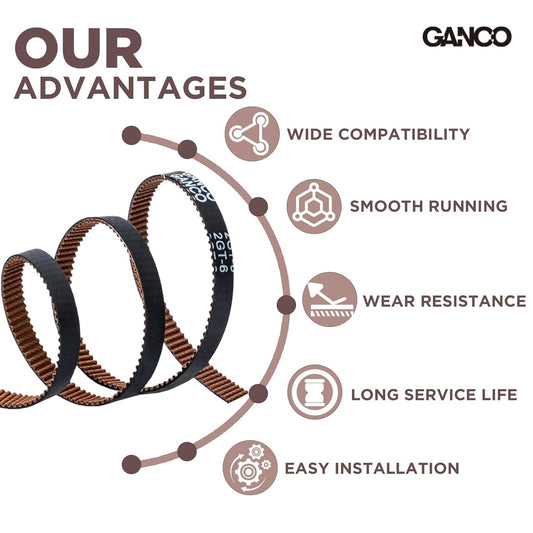GANCO 5M GT2 Timing Belt 6mm Width 3D Printer Belt Replacement Part Compatible with Creality Ender 3 5 Pro Ender 5 CR-10 Serial 10S Anycubic Kobra Max Anet A8 CNC