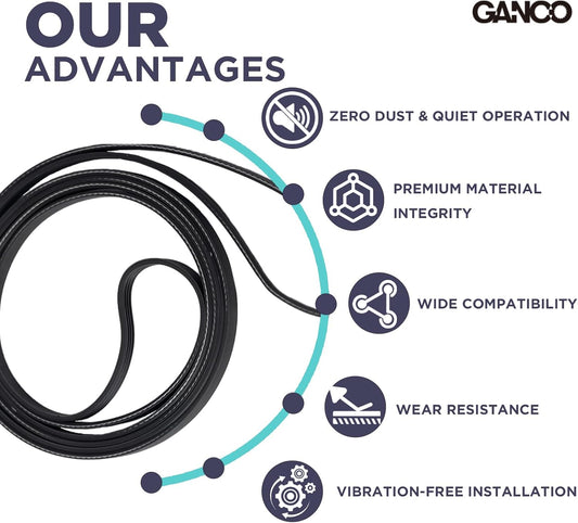 GANCO WPY312959 Dryer Belt Replace Maytag Dryer Replacement Part of Y312959 312959 3-12959 WPY312959 WPY312959VP, 1/3 Inch x 100 Inch Dryer Drum Belt