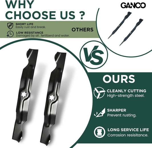 GANCO 942-04053C High Lift Blades for Cub Cadet 50 Inch Mower LT1050 LTX1050 RZT50 Replace MTD Cub Cadet Troy-Bilt 942-04053B 742-04053 942-04056C Toro 112-0316 (Pack of 3 Lawn Mower Blades)