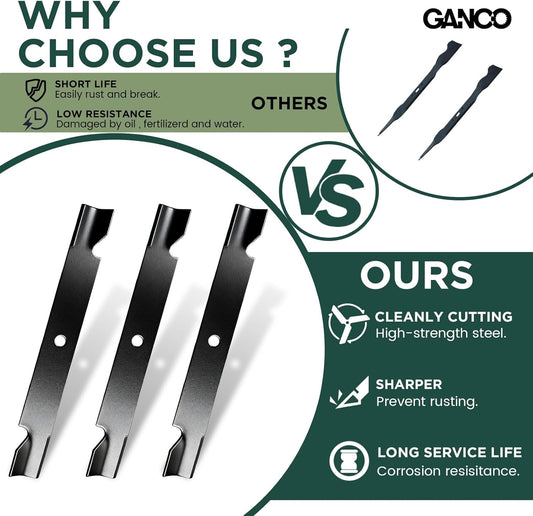 GANCO 115-9650-03 Mulching Blades for Toro Timecutter 54 Inch Mower ZX5400 ZX5420 ZX5450 Replace 115-4999 115-4999-03 115-2454-03 (Pack of 3 Lawn Mower Blades)