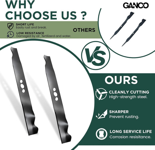 GANCO 2105200317A Mulching Blades for 21 Inch Mower Lawn Tractor Compatible with Murray MNA152901 MNA152903, Mower Accessories Replacement Parts (Pack of 2 Lawn Mower Blades)