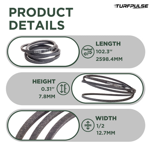 TURFPULSE Lawn Mower Drive Belt Replace M41960 for John Deere 200 Series Lawn Tractor with 47" Deck Replacement Part Accessories, 1/2 Inch x 102.3 Inch