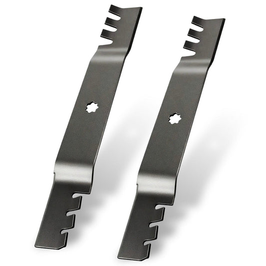 GANCO GX22151 Mower Blades for John Deere 42 Inch Mower X300 E100 D105 D130 Replacement Part Accessories Replace GY20850 AM137333 (Pack of 2 Lawn Mower Toothed Blades)