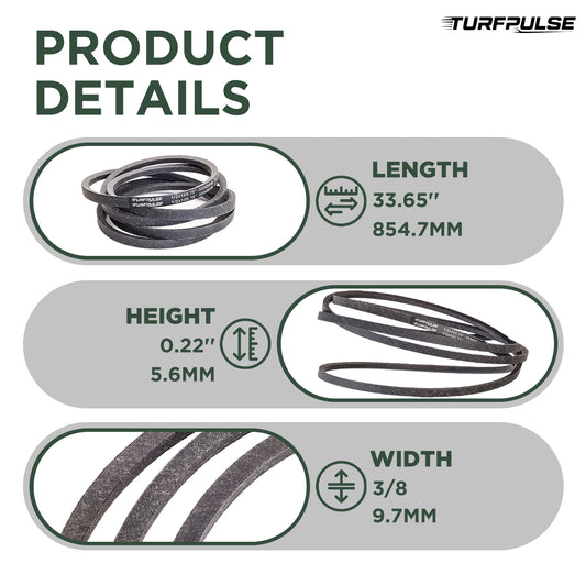 TURFPULSE Lawn Mower Drive Belt Replace 954-04259A 754-04259 754-04259A 954-04259 for Craftsman Troy Bilt Cub Cadet SC700 Replacement Part Accessories, 3/8 Inch x 33.65 Inch