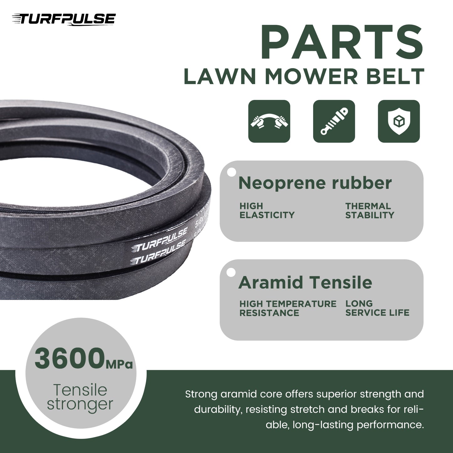 TURFPULSE Lawn Mower Lower Drive Belt Replace 954-04249A 954-04249 754-04249A 754-04249 for Huskee LT4200 Troy Bilt Pony Replacement Part Accessories, 5/8 Inch x 70.9 Inch