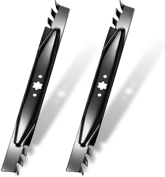 GANCO 942-04244A Mower Blades for Cub Cadet 46 Inch Mower XT1 LT46 LTX Replacement Part Accessories Replace 742-04290 742-04290A 942-04290 (Pack of 2 Lawn Mower Toothed Blades)