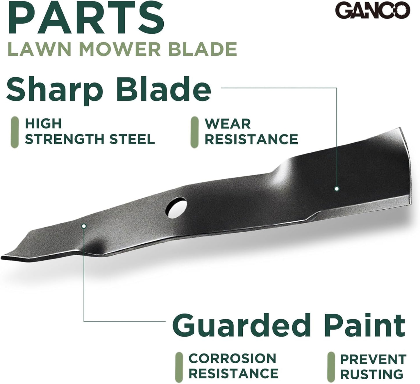 GANCO M145476 Mulching Blades for John Deere 48 Inch Mower GX255, GX325, GX335 Replacement Part Lawn Mower Accessories (Pack of 3 Lawn Mower Blades)