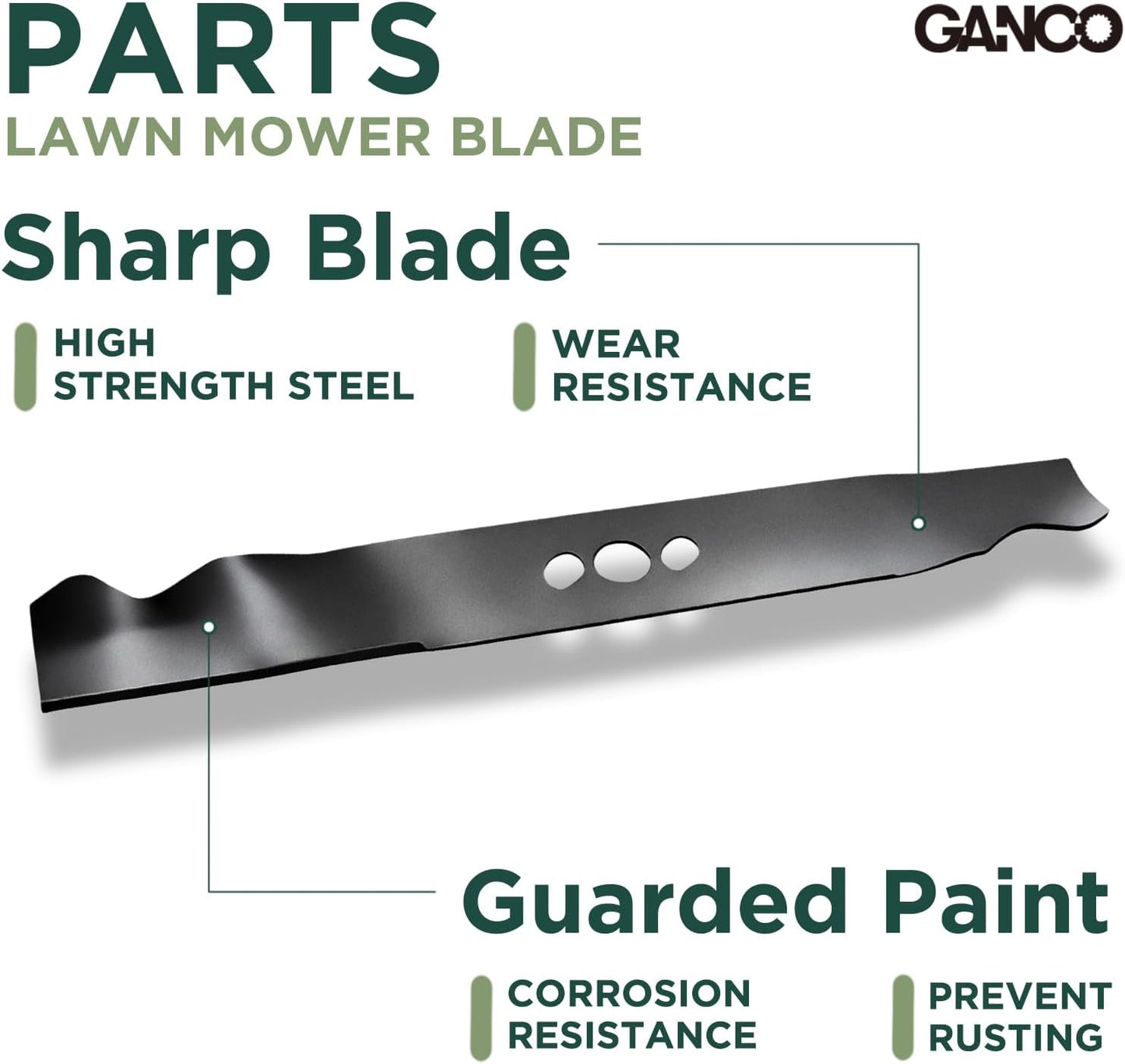 GANCO 2105200317A Mulching Blades for 21 Inch Mower Lawn Tractor Compatible with Murray MNA152901 MNA152903, Mower Accessories Replacement Parts (Pack of 2 Lawn Mower Blades)