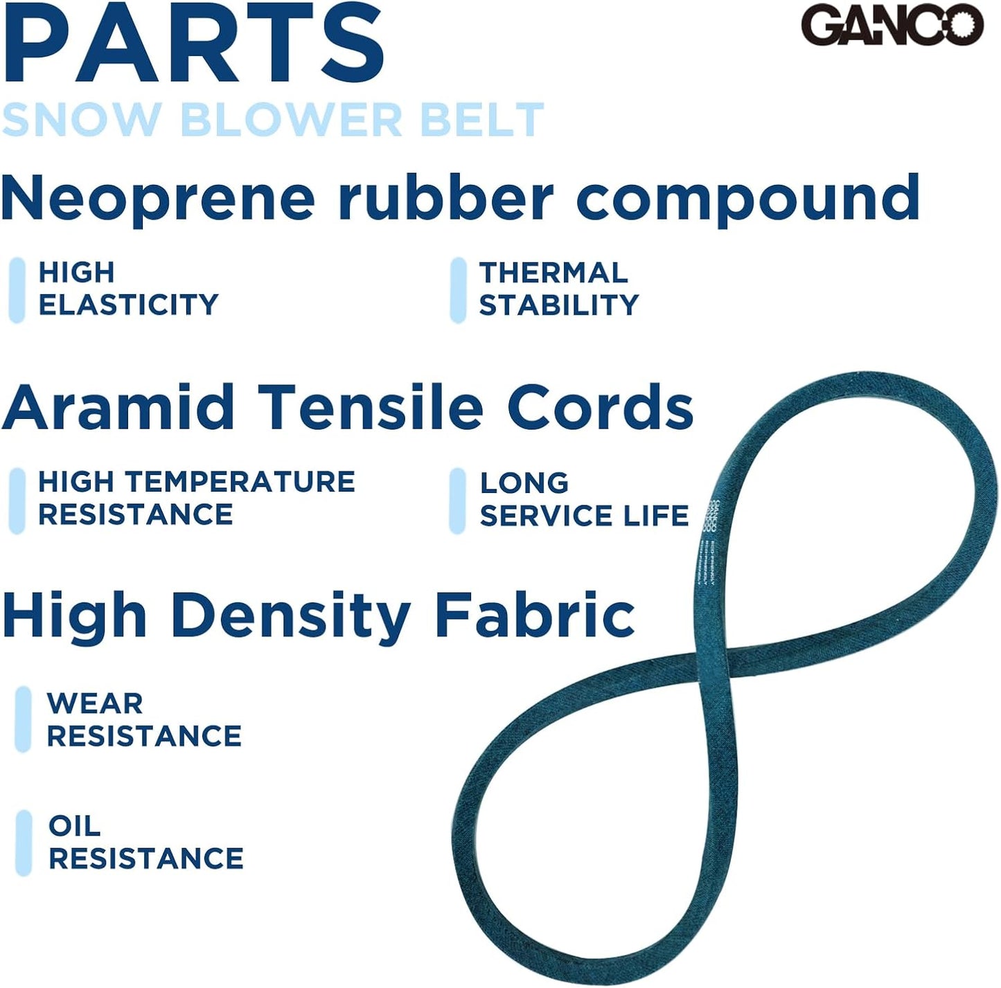 GANCO 579932 Snow Blower Drive Belt Replace1733324SM 579932MA for MTD Craftsman Murray Snowblower Snow Thrower Replacement Part