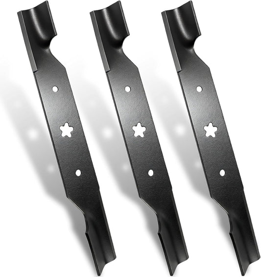GANCO 187256 Mulching Blades for Husqvarna 54 Inch Mower Z254 YTH2454 Craftsman Poulan Replacement Part 532187256 539112053 187254 (Pack of 3 Lawn Mower Blades)