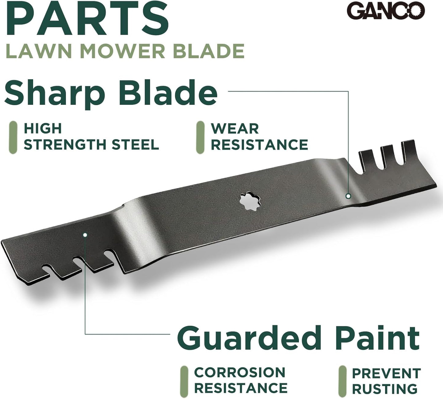 GANCO GX22151 Mower Blades for John Deere 42 Inch Mower X300 E100 D105 D130 Replacement Part Accessories Replace GY20850 AM137333 (Pack of 2 Lawn Mower Toothed Blades)