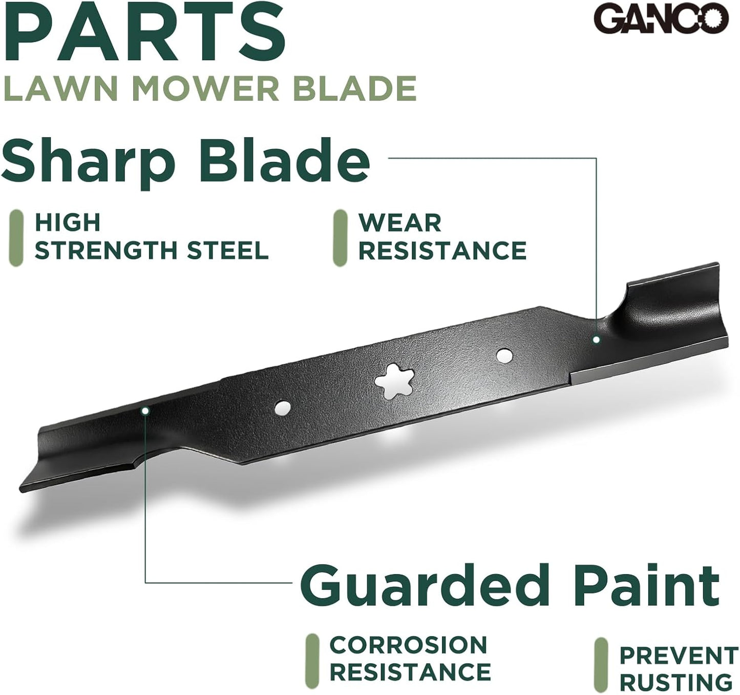 GANCO 187256 Mulching Blades for Husqvarna 54 Inch Mower Z254 YTH2454 Craftsman Poulan Replacement Part 532187256 539112053 187254 (Pack of 3 Lawn Mower Blades)