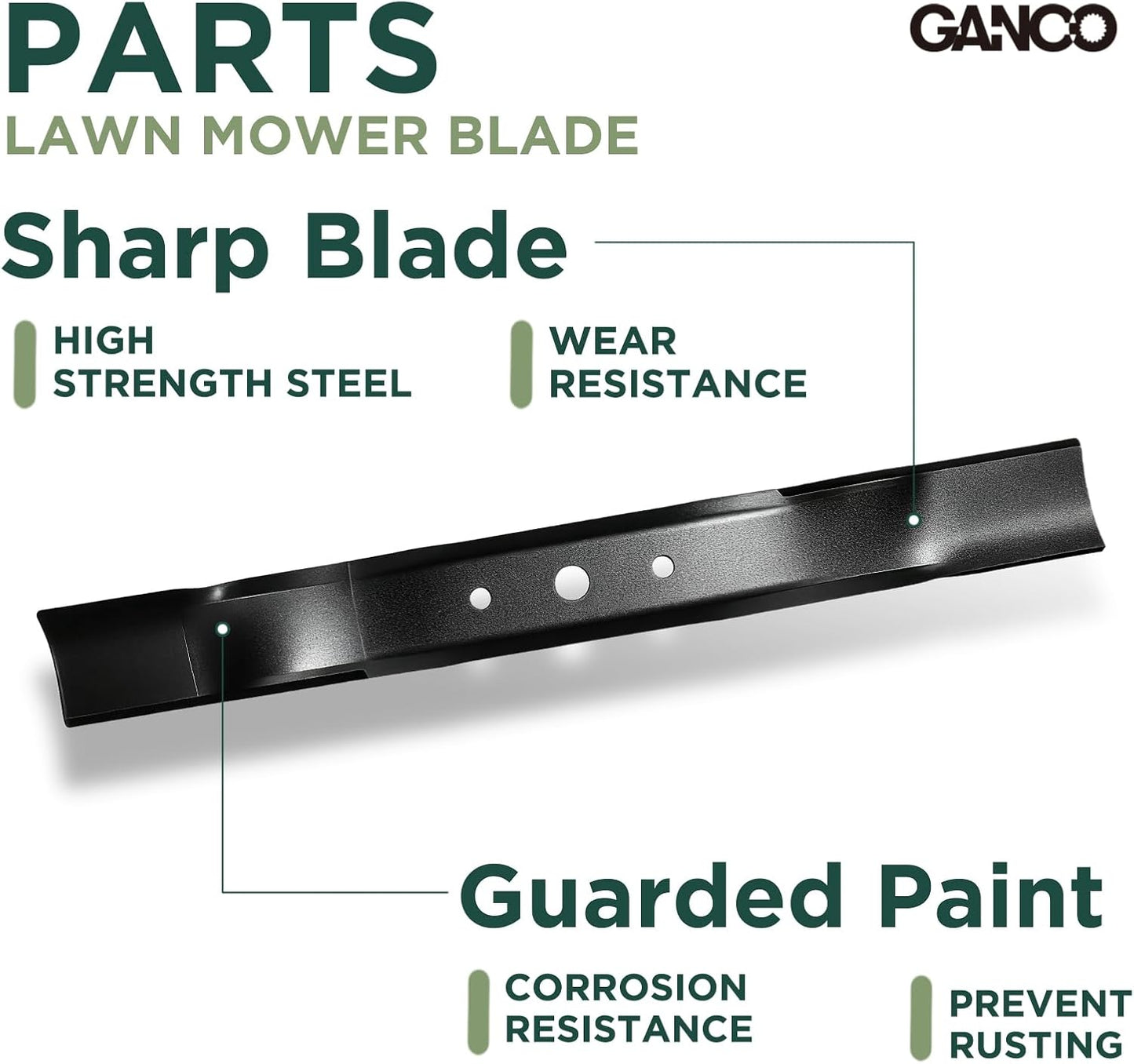 GANCO GX20249 Mulching Blades for John Deere 42 Inch Mower L110 L118 Replacement Parts Mower Accessories (Pack of 2 Lawn Mower Blades)