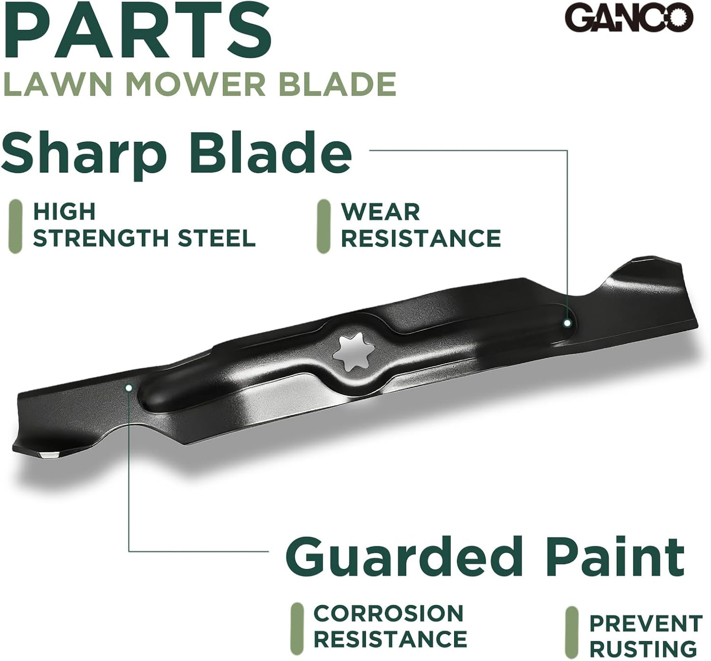 GANCO 942-04053C High Lift Blades for Cub Cadet 50 Inch Mower LT1050 LTX1050 RZT50 Replace MTD Cub Cadet Troy-Bilt 942-04053B 742-04053 942-04056C Toro 112-0316 (Pack of 3 Lawn Mower Blades)