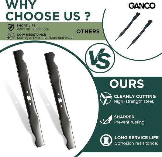 GANCO 942-0741A Mulching Blades 21 Inch Mower Deck Replacement Part for Troy Bilt Craftsman Cub Cadet Mower Accessories (Pack of 2 Lawn Mower Blades)
