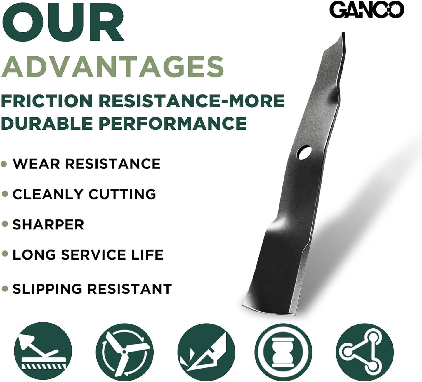 GANCO M145476 Mulching Blades for John Deere 48 Inch Mower GX255, GX325, GX335 Replacement Part Lawn Mower Accessories (Pack of 3 Lawn Mower Blades)