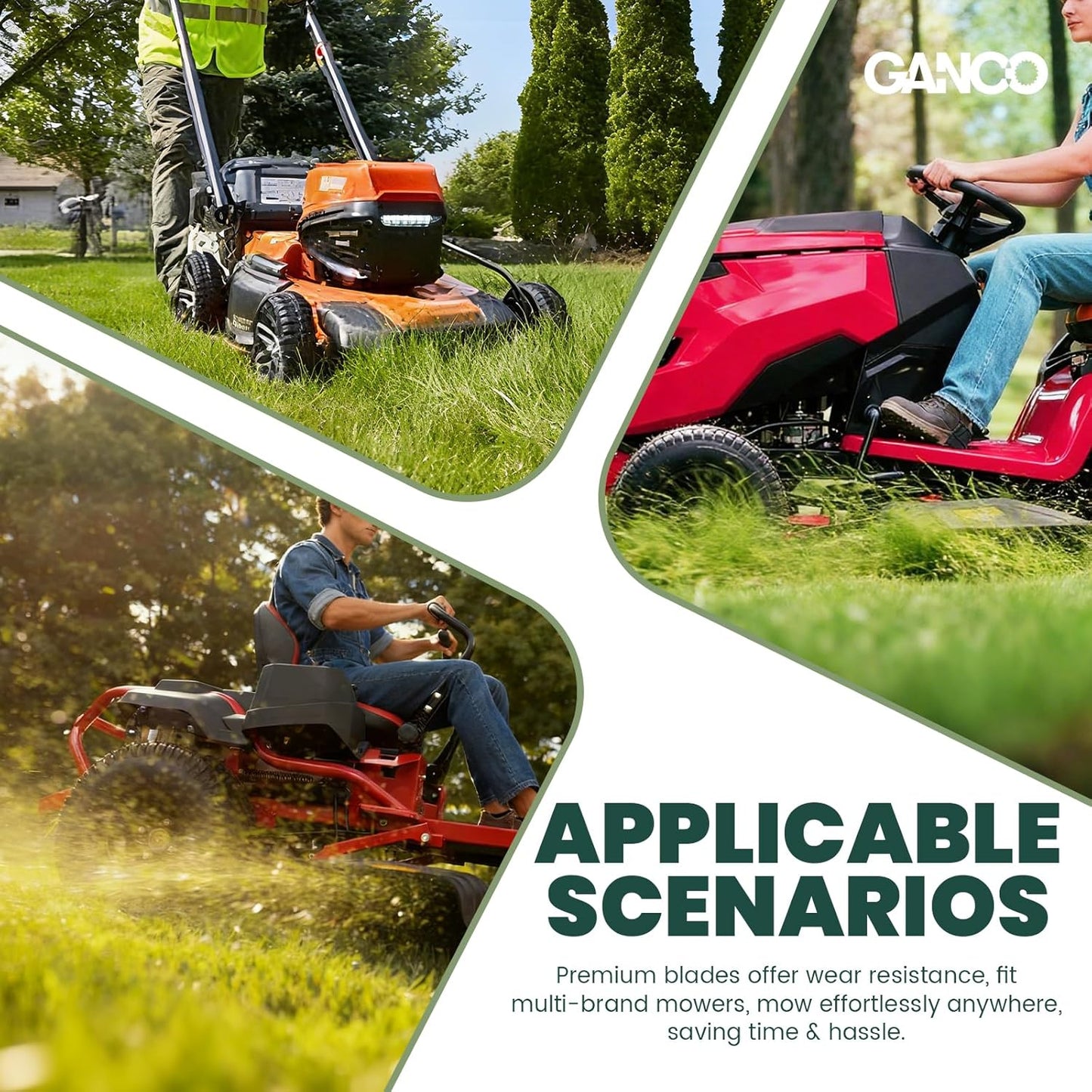 GANCO GX22151 Mower Blades for John Deere 42 Inch Mower X300 E100 D105 D130 Replacement Part Accessories Replace GY20850 AM137333 (Pack of 2 Lawn Mower Toothed Blades)